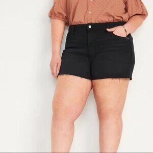 Old Navy High Rise OG Straight Cutoff Denim Shorts in Black Size 22